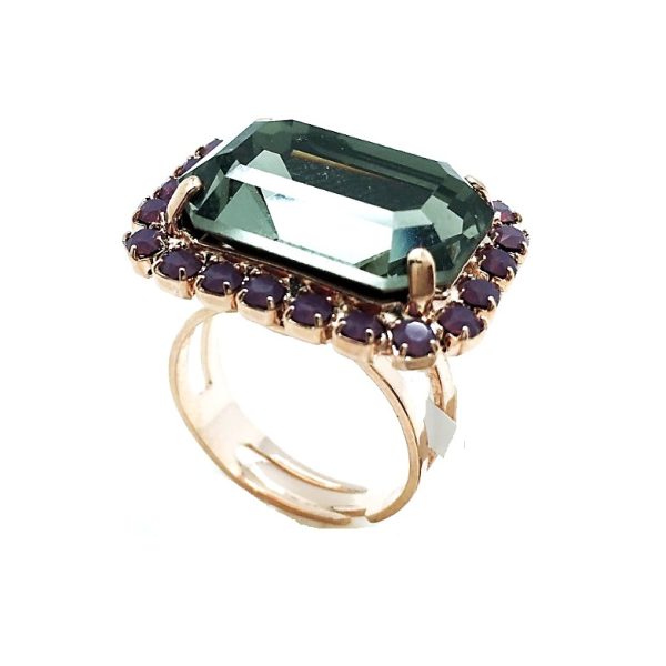 Mariana Ring Exude Elegance Black Diamond & Cyclamen Opal Swarovski Crystals My Treasures Coll.