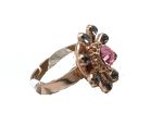 Mariana Ring Floral Greys & Pinks Swarovski Crystals Madagascar Africa Coll. - Image 3