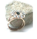 Mariana Ring Brilliant Floral Clear & Silver Night Swarovski Crystals Zulu Africa Coll.