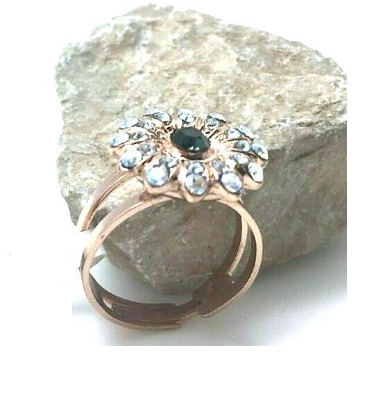 Mariana Ring Brilliant Floral Clear & Silver Night Swarovski Crystals Zulu Africa Coll.