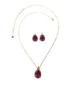 Mariana Jewelry Set Necklace and Earrings Siam,Ruby & Burgundy Austrian Crystals Lady In Red Songbook Coll.
