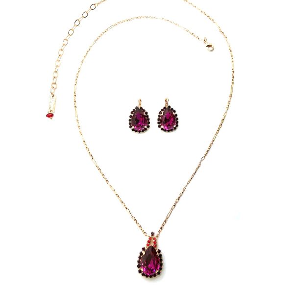 Mariana Jewelry Set Necklace and Earrings Siam,Ruby & Burgundy Austrian Crystals Lady In Red Songbook Coll.