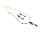 Mariana Jewelry Set Necklace+Earrings Aquamarine & Caribbean Blue Opal Austrian Crystals Zambezi Africa Coll.