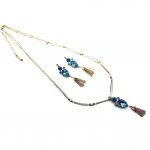 Mariana Jewelry Set Necklace+Earrings Aquamarine & Caribbean Blue Opal Austrian Crystals Zambezi Africa Coll.