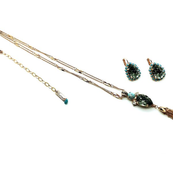 Mariana Jewelry Set Necklace & Earrings Turquoise Minerals and Austrian Crystals Zanzibar Africa Coll.