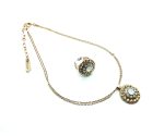 Mariana Jewelry Set Necklace & Ring Gold, Azure & Opal Austrian Crystals Zanzibar Africa Coll.