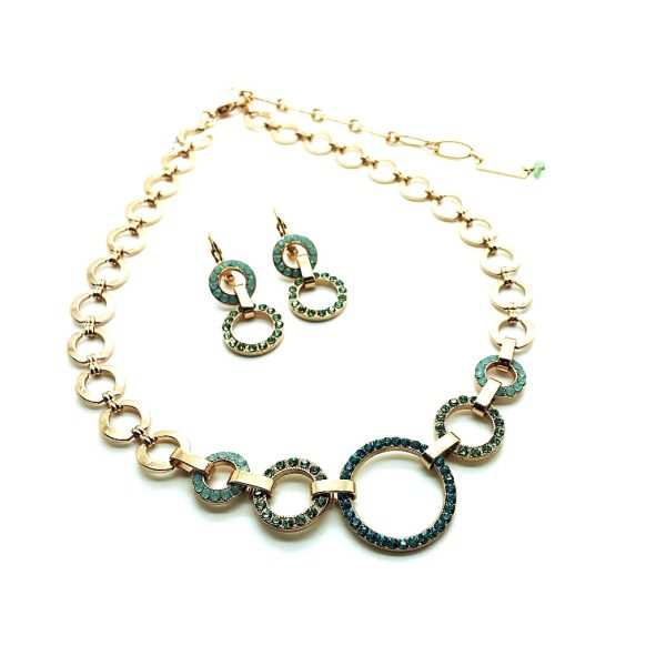 Mariana Jewelry Set Necklace & Earrings Peridot, Blue Zircon and Opal Austrian Crystals Congo Africa Coll.