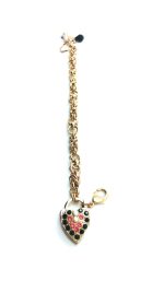 Mariana Bracelet Heart Shaped Beaded Jet, Padparascha & White Opal Swarovski Crystals Silk Road Coll. - Image 3