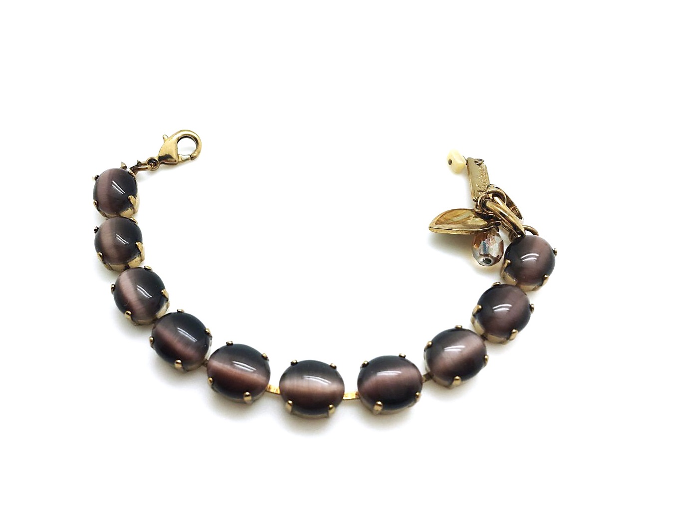 B-4023-1-00420-EG (3) Mariana Bracelet Round Beaded Dark Brown Swarovski Crystals My Treasures Coll. - Image 1