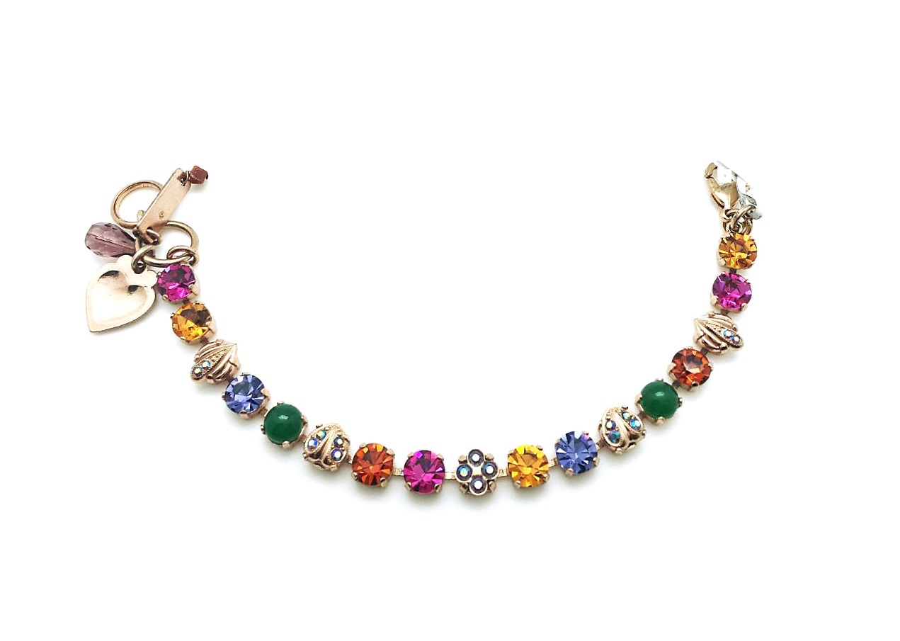 B-4042-333-RG (1) Mariana Bracelet Lovely Lady Bug Floral Colorful Austrian Crystals My Treasures Coll. - Image 1
