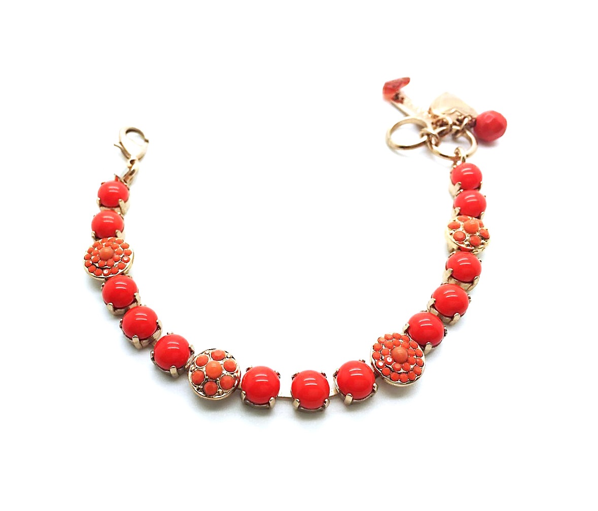 B-4044-6666-RG (3) Bracelet By Mariana Stunning Coral Swarovski Crystals - Image 1