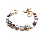 Mariana Bracelet Shades of Purple, White Swarovski Crystals & Shell Mineral Cocktail Hour Coll.