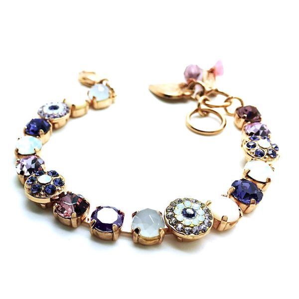 Mariana Bracelet Shades of Purple, White Swarovski Crystals & Shell Mineral Cocktail Hour Coll.