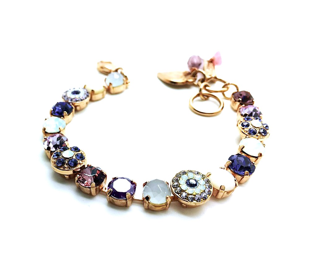 B-4044-M1062-RG (2) Mariana Bracelet Shades of Purple, White Swarovski Crystals & Shell Mineral Cocktail Hour Coll. - Image 1