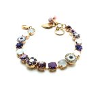 Mariana Bracelet Shades of Purple, White Swarovski Crystals & Shell Mineral Cocktail Hour Coll. - Image 2