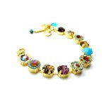 Bracelet By Mariana Woman Beautiful Flower Light Rose Multi Color Swarovski Crystals -Yellow Gold - Image 2