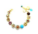 Bracelet By Mariana Woman Beautiful Flower Light Rose Multi Color Swarovski Crystals -Yellow Gold - Image 3
