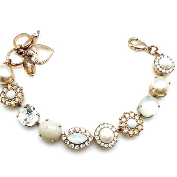 Mariana Bracelet Timeless Riverstone Mineral, Clear & Whites Austrian Crystals Africa Coll.