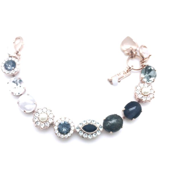 Mariana Bracelet Pyrite Mineral, Clear & Blacks Austrian Crystals Zulu Africa Coll.