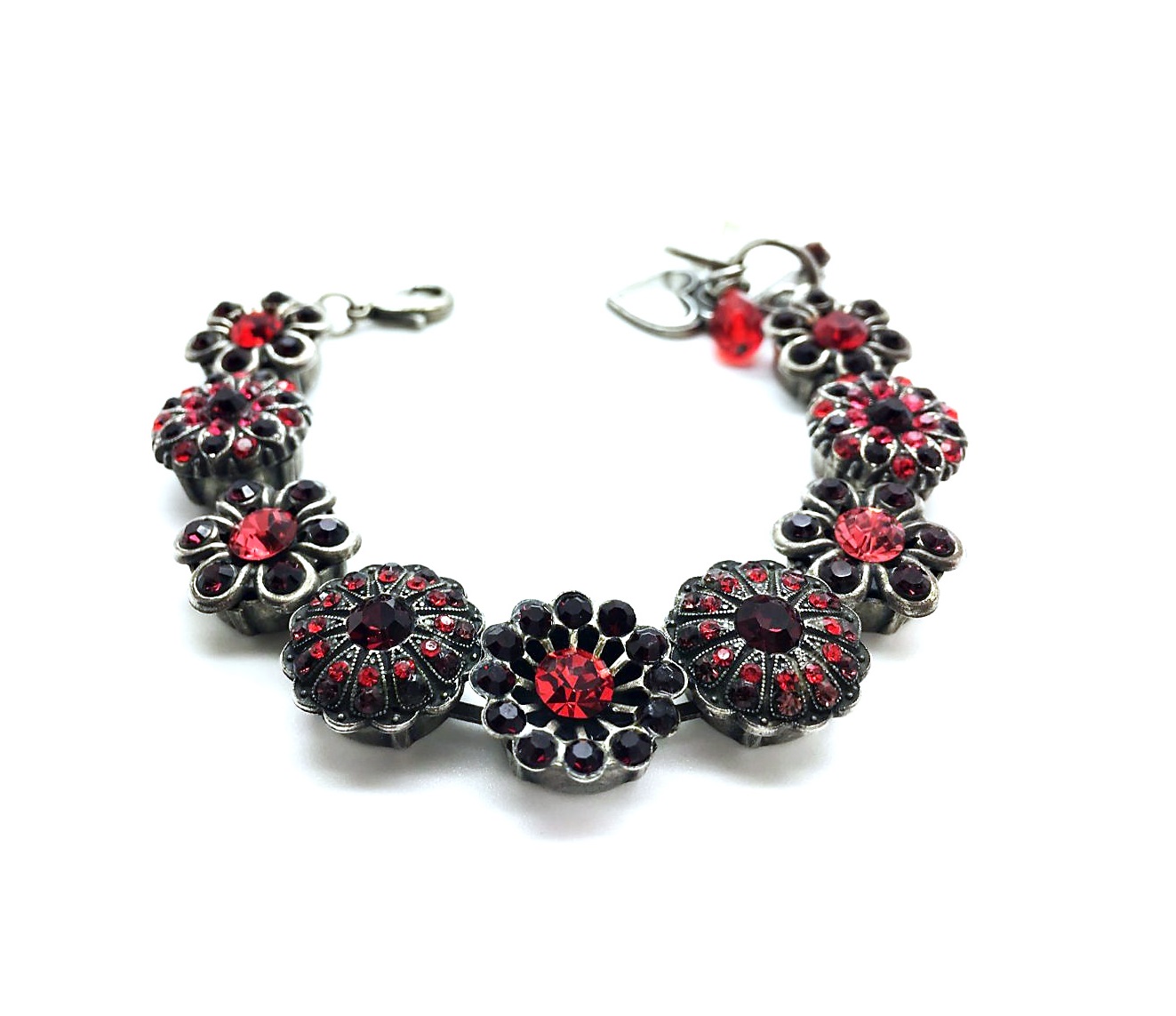 B-4138-51522-SP (1) Mariana Bracelet Alluring Floral Burgundy & Siam Swarovski Crystals My Treasures Coll. - Image 1