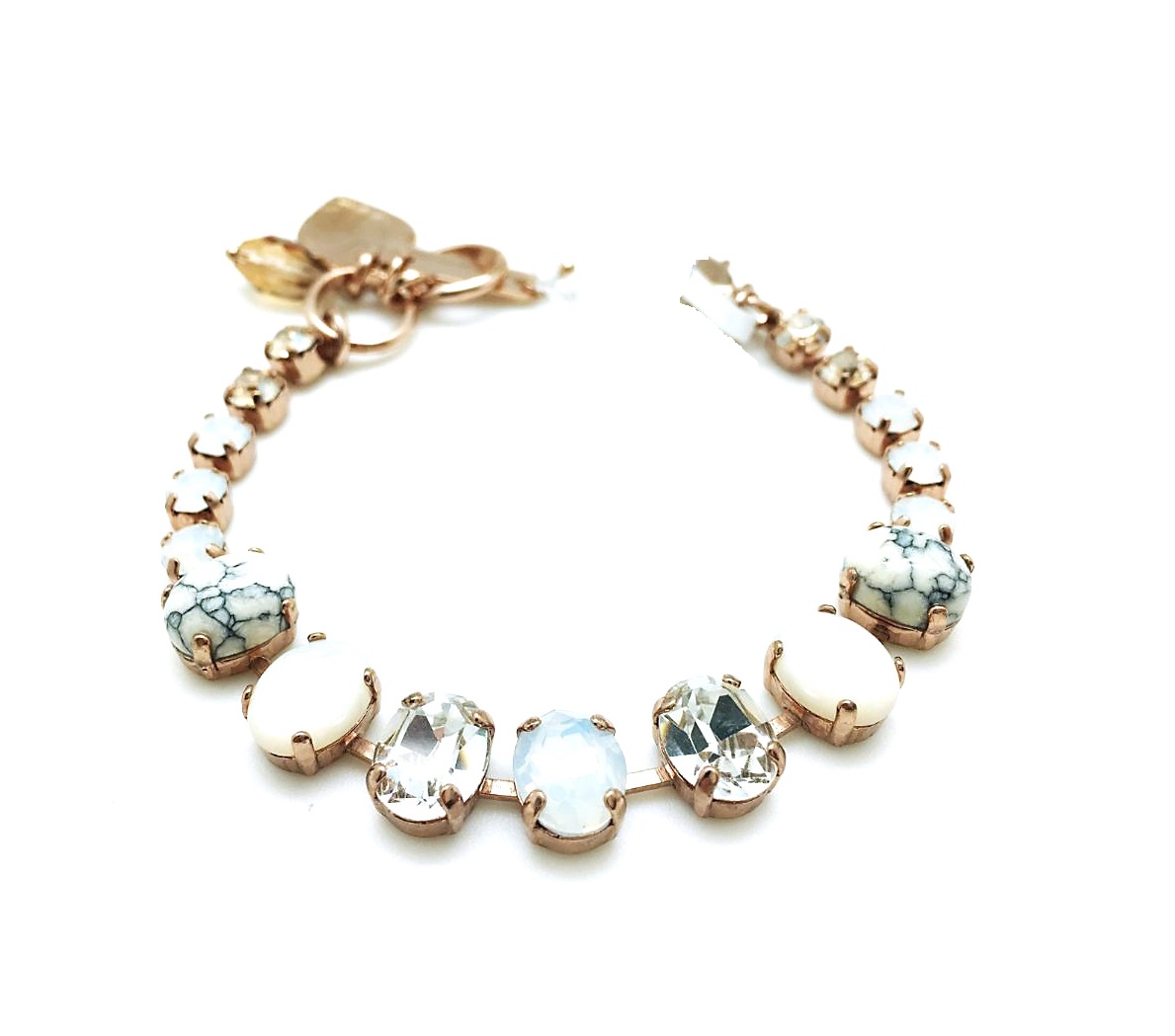 B-4152-1-1078-RG (1) Mariana Bracelet Gorgeous Clear & Whites Austrian Crystals Kalahari Africa Coll. - Image 1
