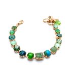 Bracelet By Mariana Woman Unique Turquoise Mineral and Peridot Swarovski Crystals