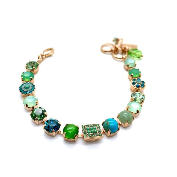 Bracelet By Mariana Woman Unique Turquoise Mineral and Peridot Swarovski Crystals