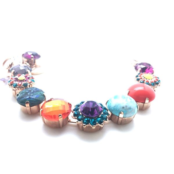 Mariana Bracelet Exquisite Turq Mineral, Colorful Swarovski Crystals Masai Africa Coll.