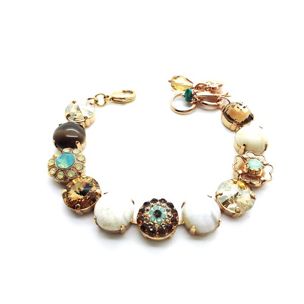 Mariana Bracelet White Howlite Mineral & Browns Austrian Crystals Summer Palace Silk Road Coll.