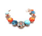 Mariana Bracelet Fabulous Blues & Oranges Swarovski Crystal & Turq Mineral Serengetti Africa Coll.