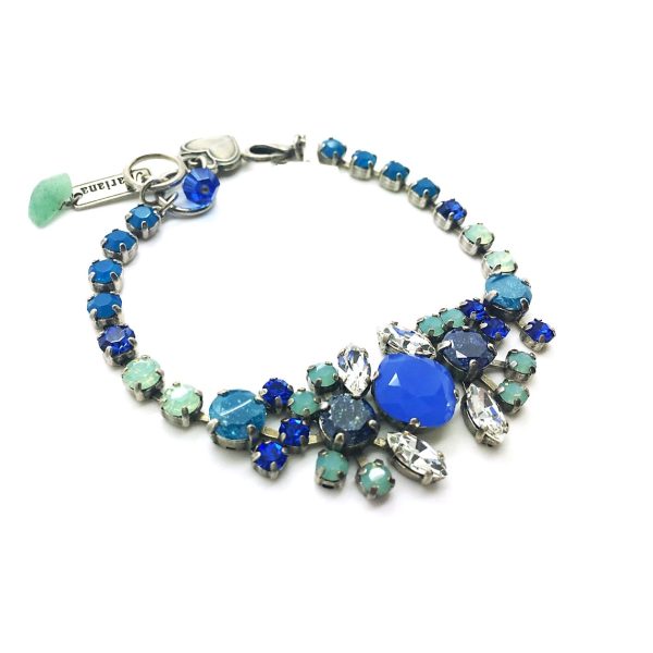 Mariana Bracelet Gorgeous Blues & Clear Swarovski Crystals Zhang Silk Road Coll.