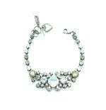 Mariana Bracelet Clear, Grey & White Opal Austrian Crystals Silk Road Coll.