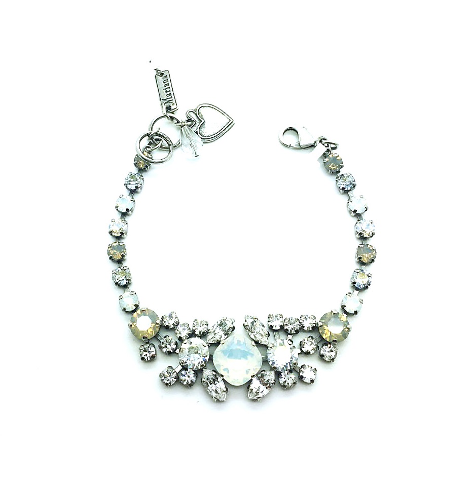 B-4326-1-1049-SP (3) Mariana Bracelet Clear, Grey & White Opal Austrian Crystals Silk Road Coll. - Image 1