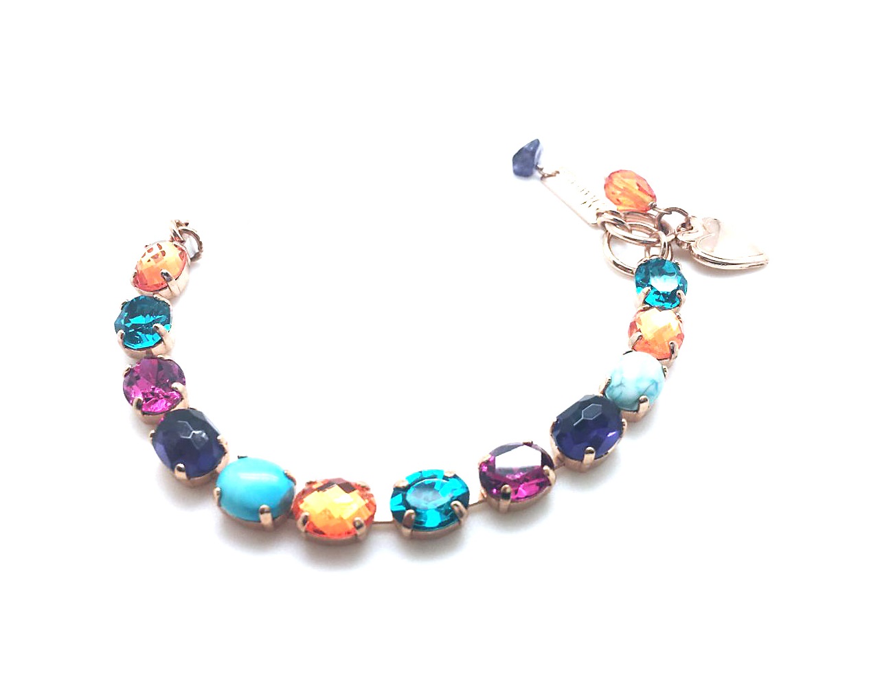 B-4416-1-M1077-RG (1) Mariana Bracelet Turq Mineral & Multicolor Swarovski Crystals Masai Africa Coll. - Image 1
