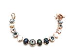 Bracelet By Mariana Zulu Africa Coll. Floral White & Blacks Austrian Crystals & Minerals - Image 3