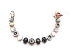 Bracelet By Mariana Zulu Africa Coll. Floral White & Blacks Austrian Crystals & Minerals - Image 2