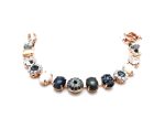 Bracelet By Mariana Zulu Africa Coll. Floral White & Blacks Austrian Crystals & Minerals