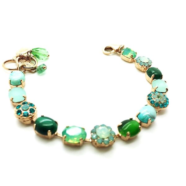 Mariana Bracelet Malachite, Turq Minerals & Greens Swarovski Crystals Congo Africa Coll.