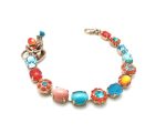 Mariana Bracelet Coral, Turq Mineral & Colorful Swarovski Crystals Serengetti Africa Coll. - Image 2