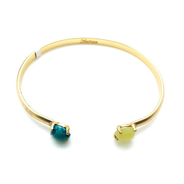 Mariana Bracelet Sleek Dangle Turq Mineral & Yellow Opal Swarovski Crystals My Treasures Coll.