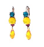 Mariana Earrings Dangling Colorful Austrian Crystals Masai Africa Coll.