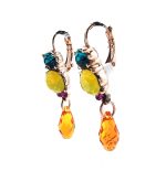 Mariana Earrings Dangling Colorful Austrian Crystals Masai Africa Coll. - Image 2