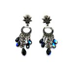 Mariana Earrings Gorgeous Chandelier Jet & Burgundy Austrian Crystals My Treasures Coll.