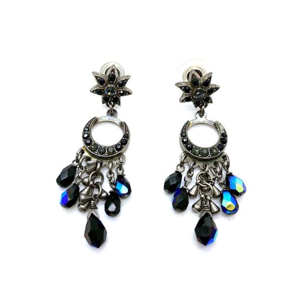 Mariana Earrings Gorgeous Chandelier Jet & Burgundy Austrian Crystals My Treasures Coll.