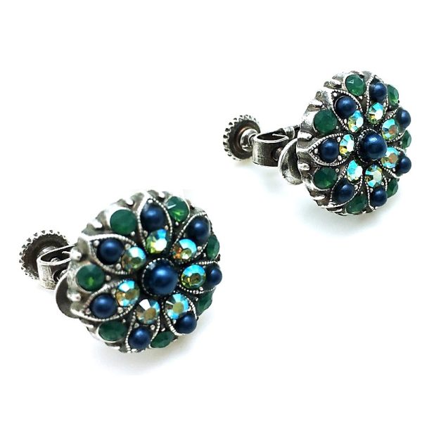 Mariana Earrings Glam Floral Greens Swarovski Crystals Emerald City Nostalgia Coll.