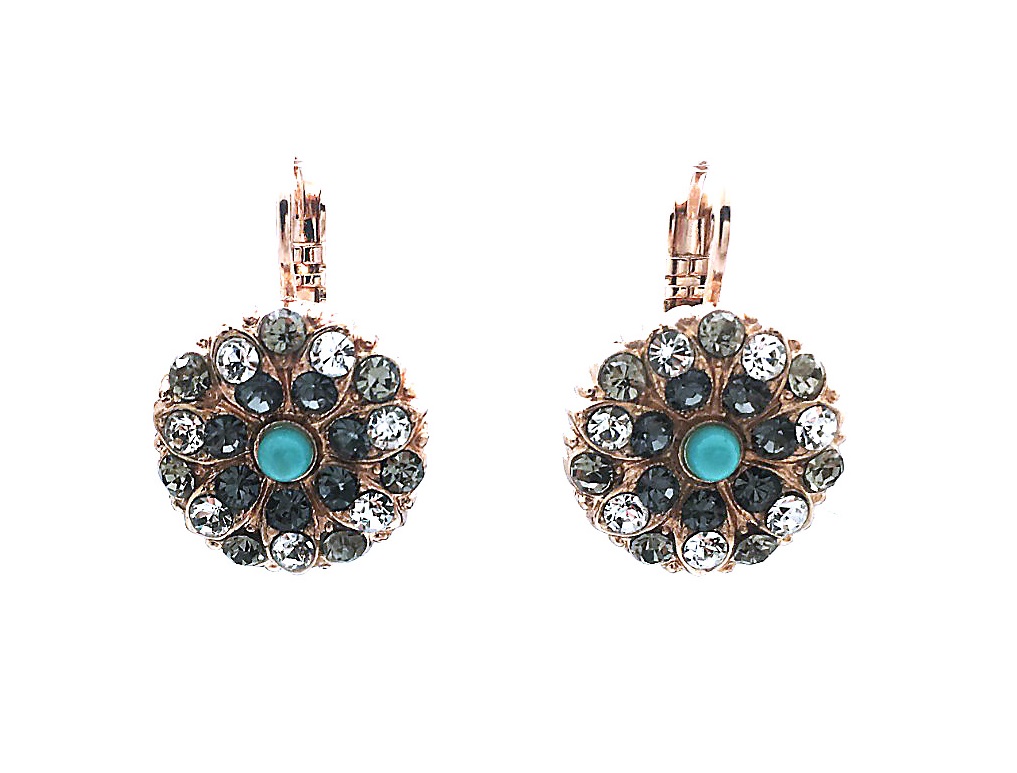 E-1029-1081-RG6 (3) Mariana Earrings Fabulous Floral Clear & Blacks Swarovski Crystals Zanzibar Africa Coll. - Image 1