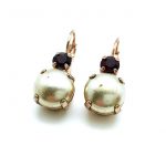 Mariana Earrings Timeless Pearl Mineral & Siam Swarovski Crystals My Treasures Coll.