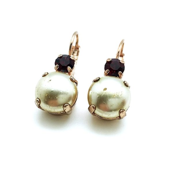 Mariana Earrings Timeless Pearl Mineral & Siam Swarovski Crystals My Treasures Coll.