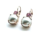 Mariana Earrings Classy Pearl Mineral & Lt Rose Austrian Crystals My Treasures Coll. - Image 3