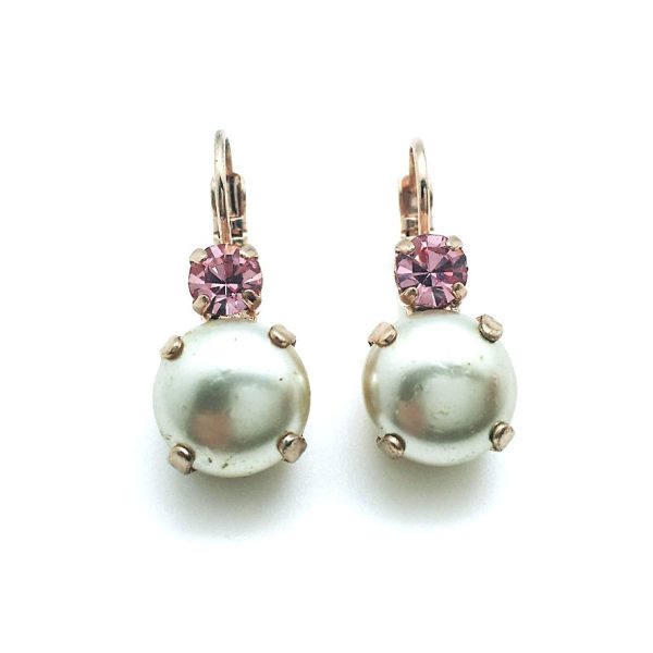 Mariana Earrings Classy Pearl Mineral & Lt Rose Austrian Crystals My Treasures Coll.
